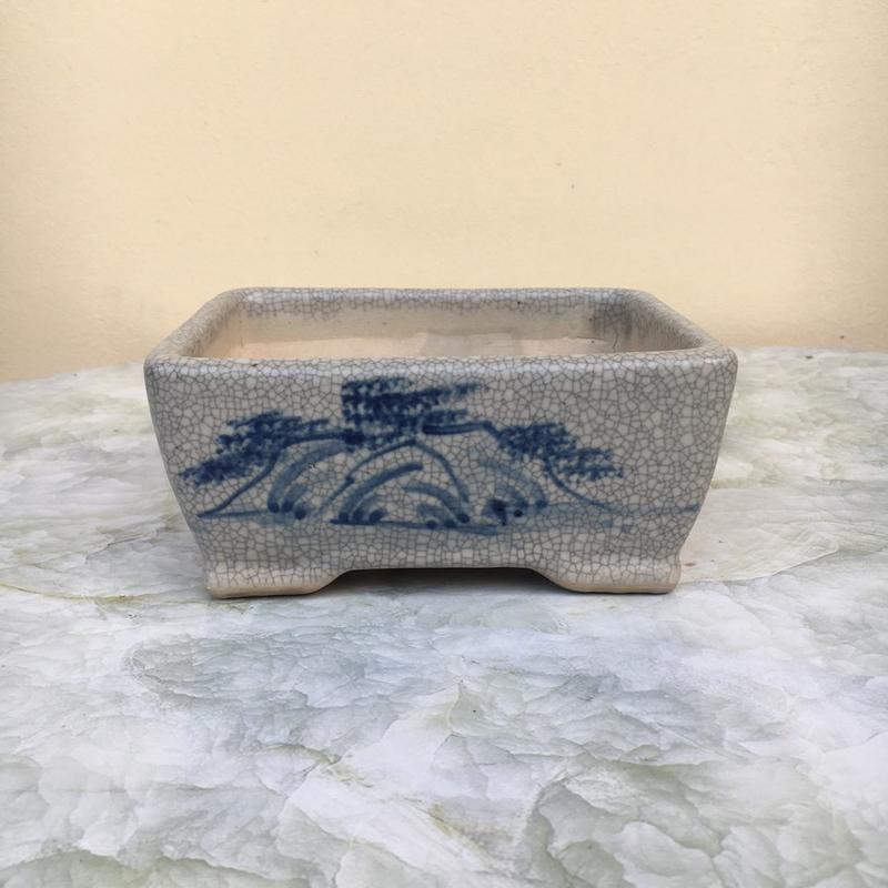 Chậu bonsai Chữ nhật Men rạn gốm Bát tràng BM-105
