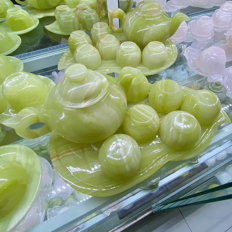Bộ ấm chén trà đá ngọc onyx xanh 7