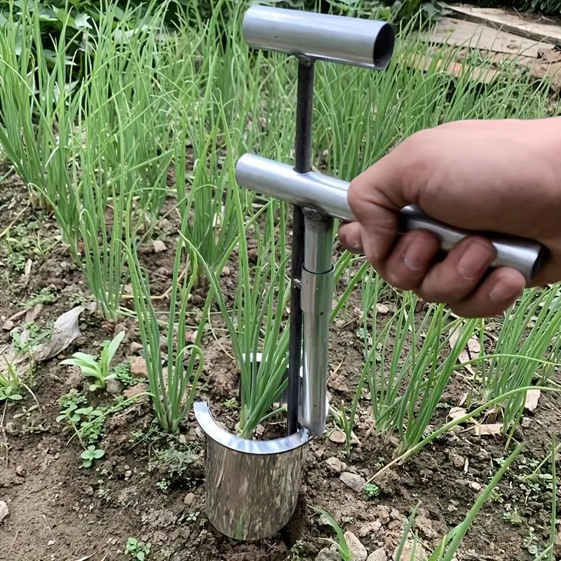 Stainless Steel Garden Transplanting Tool, Handheld Durable Manual Planter for Fruit Trees, Flowers, and Vegetable Seedlings 2