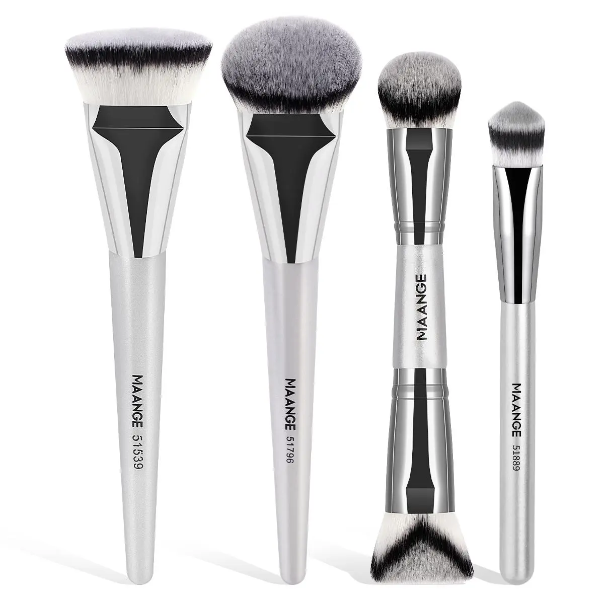 MAANGE Makeup Brush Set, 4 Counts/set Face Makeup Brush Kits with Soft Bristles, Soft Makeup Brushes, Kabuki Brush, Eye Brushes, Professional Makeup Products for Women & Girls