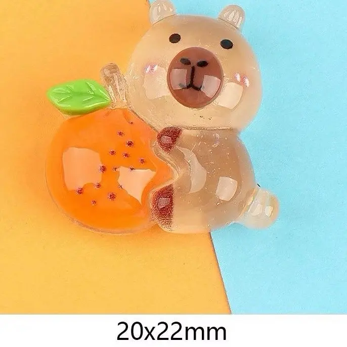 Combo charm Capybara ôm trái cây Kawaii, có túi mù tự xé trang trí 3