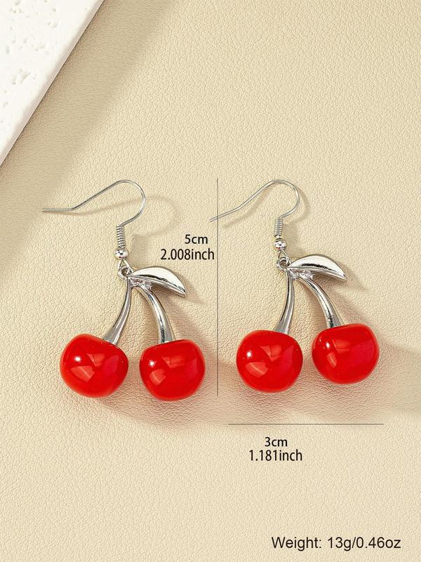 1 Pair Cherry Design Drop Earrings, Fashionable Vintage Earrings Jewelry for Women, Daily Use 5