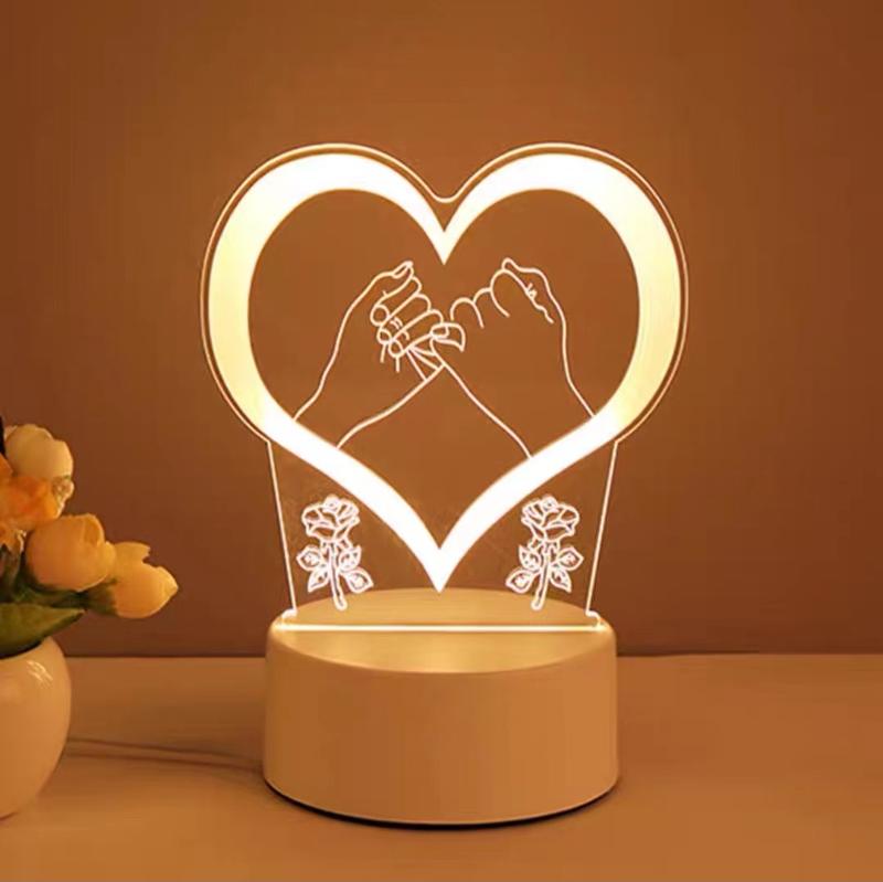 Product Introduction of Lampu Tidur LED Akrilik 3D Baru malam（ hangat）Steker + sakelar / lampu kamar aesthetic / Lampu tidur aesthetic bentuk lucu/ hadiah anak-anak lampu malam berubah warna / lampu murah / hadiah ulang tahun / hadiah pernikahan/promo elektronik termurah Akrilik 2