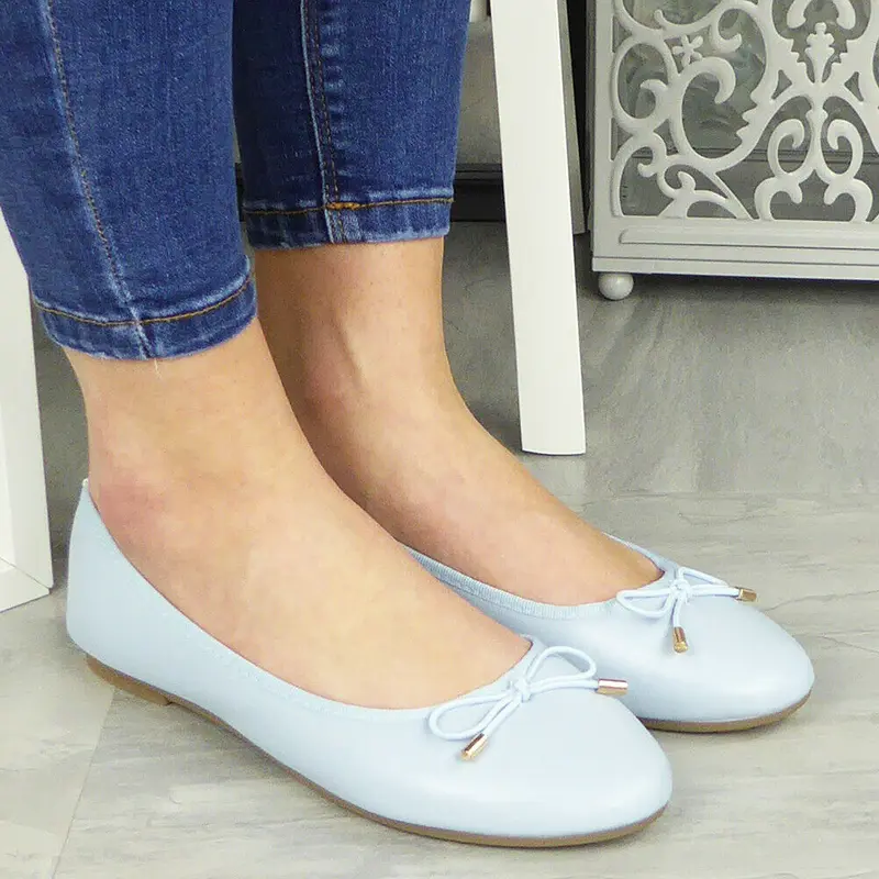 LoudLook 9988-41 Women Casual Comfort Ballerina Flats Slip On Work School Pumps Shoes, Solid Colour Round Toe Flat Loafers for Daily Wear, Lightweight Non-Slip Shoes Girl Footwear, Classic Bow Tie Ballet Summer Flats, Office Footwear, Comfy Casual Shoes 3