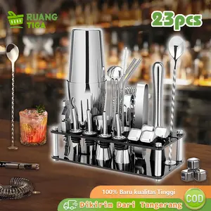 22 In 1 Bartender Set Cocktail Shaker Alat Bartender Lengkap Paket Lengkap Mocktail Jigger Shaker Stainless Steel 304