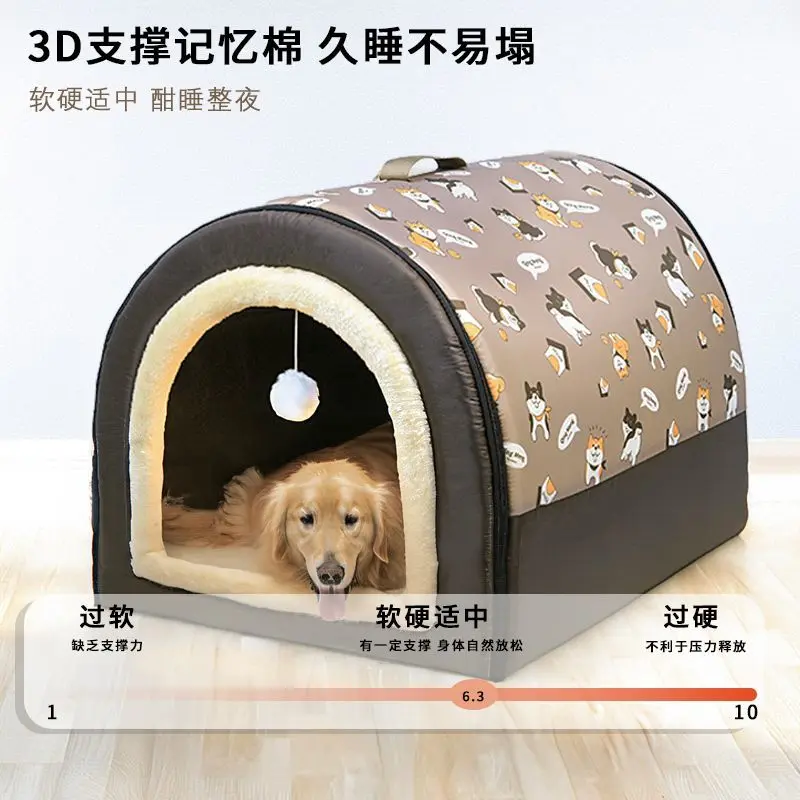 Nhà chó, tất cả các mùa, cho chó lớn, Trung Bình và Nhỏ, mùa đông kín, ấm áp, có thể tháo rời và giặt được, loại nhà, nệm cho chó, cũi cho mèo