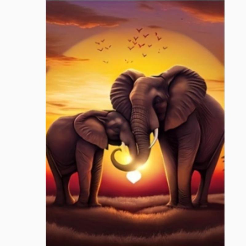 Elephant Pattern DIY Diamond Art Painting Kit without Frame, DIY Decorative Art Painting, Handmade Craft Wall Art Decoration for Home Living Room Bedroom 4