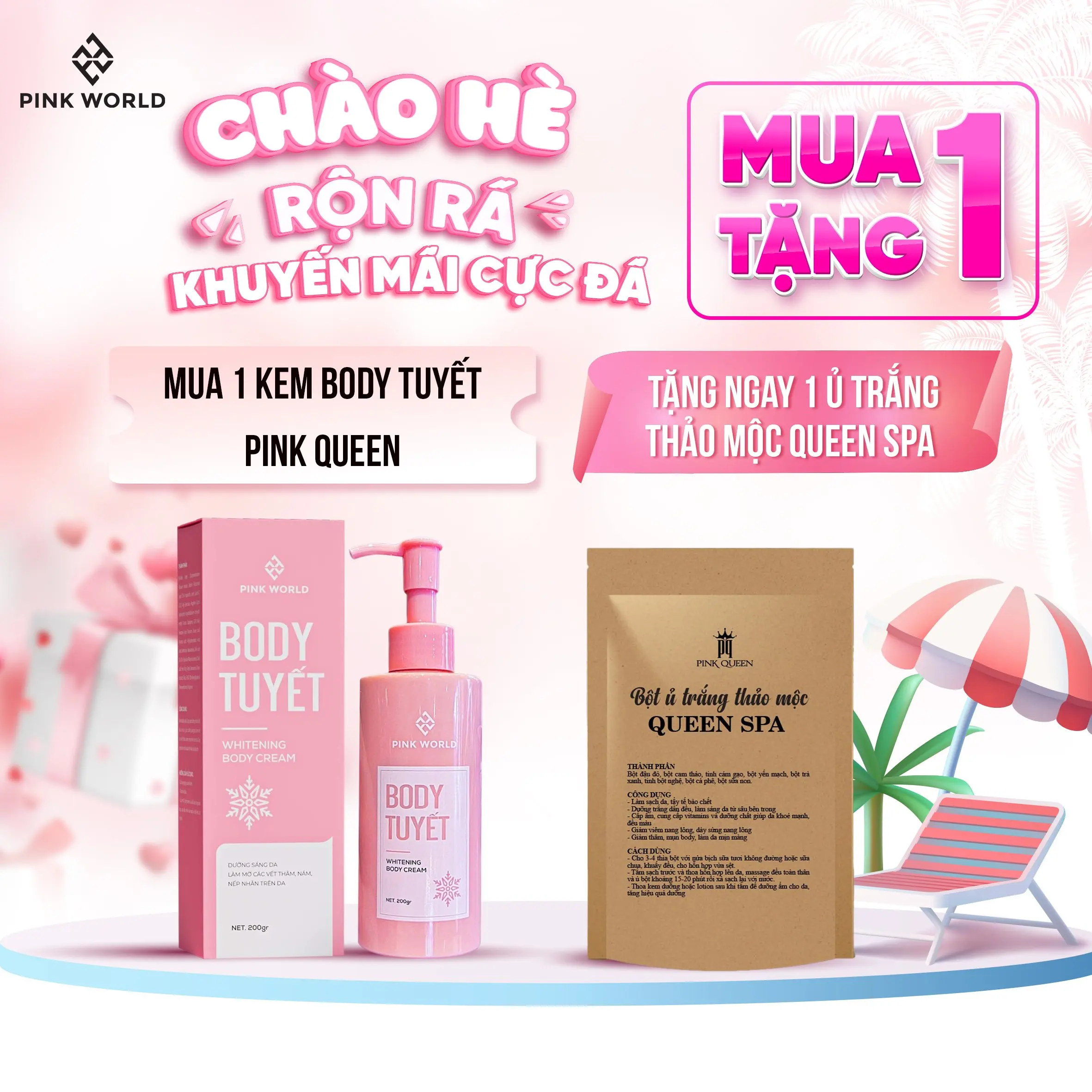 Kem Body Tuyết: Mua 1 kem body tặng 1 bột tắm trắng Queen Làm Đẹp Da Dưỡng Da Body