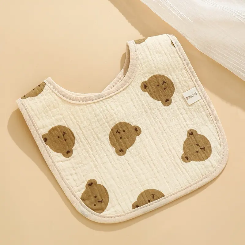 [yếm vuông] Combo 5 yếm vuông chống thấm chất xô muslin cho bé yêu. Voi khăn  choàng 6
