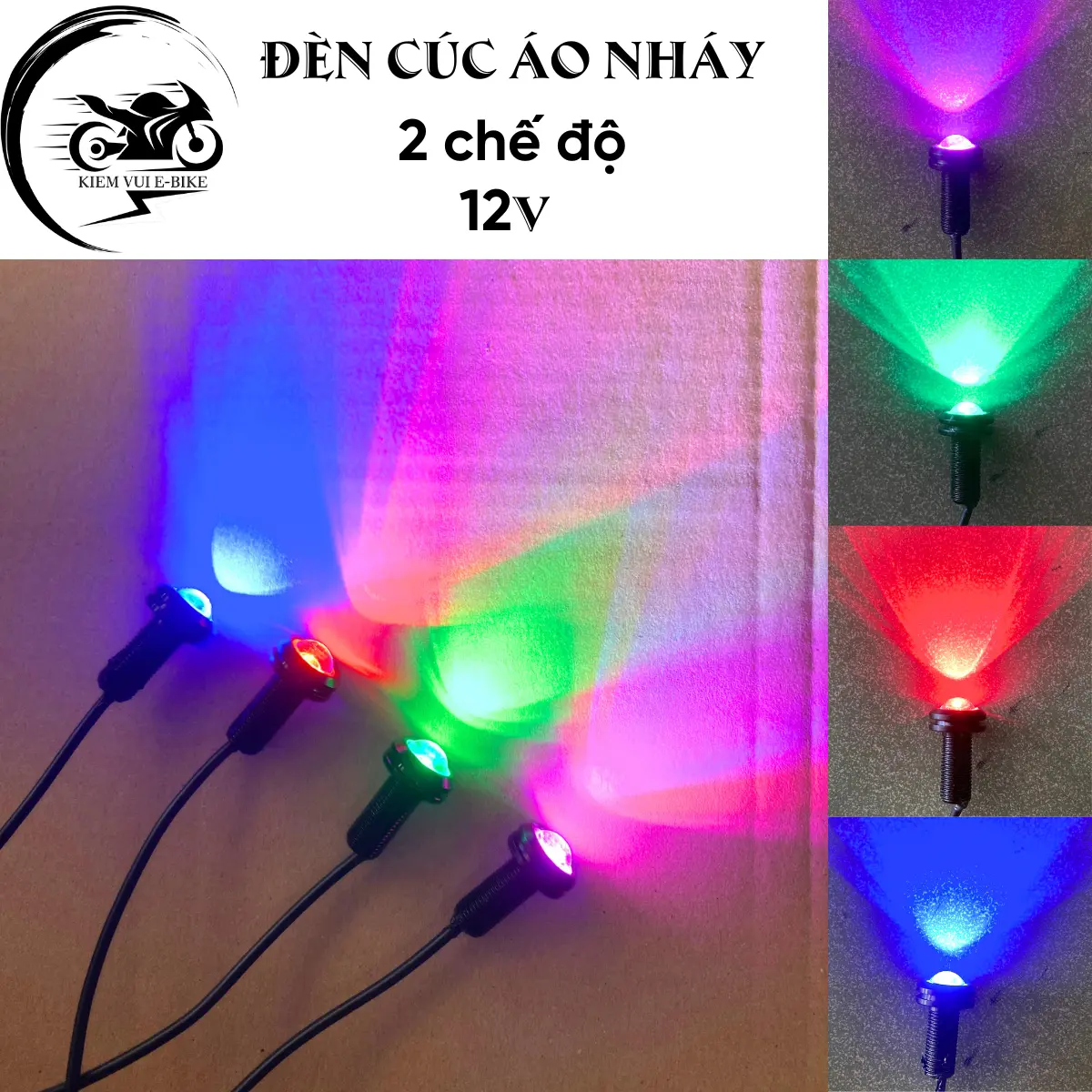 Xi nhan cúc áo trang trí Gầm xe, xi nhan cho xe ô tô, xe máy điện 12v, 2 chế độ Phụ Kiện Phụ Tùng