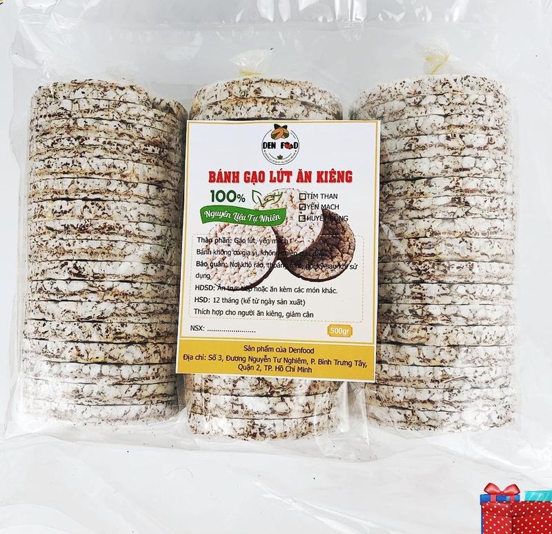 (Bịch 3 túi) Bánh gạo lứt ăn kiêng nguyên cám, nguyên hạt 500g