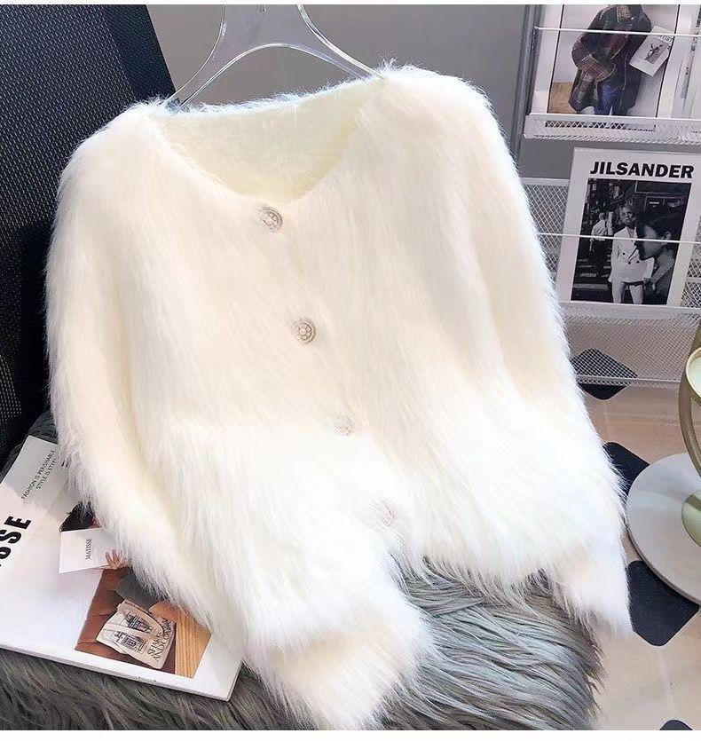 Product Introduction of Áo Khoác Len Cardigan Dệt Kim, Len Giống Lông Chồn, Dành Cho Nữ, Quần Áo Mùa Thu Và Mùa Đông, Dày Dặn, Hàng Mới Về, Ngắn, Ngắn, Mềm Mại Và Nếp, Sản Phẩm Châu Âu Phổ Biến Năm 2025 5