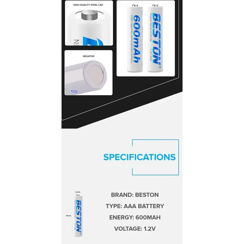 Beston Baterai Battery Charge Cas AAA A3 600Mah Rechargeable Isi Ulang 6
