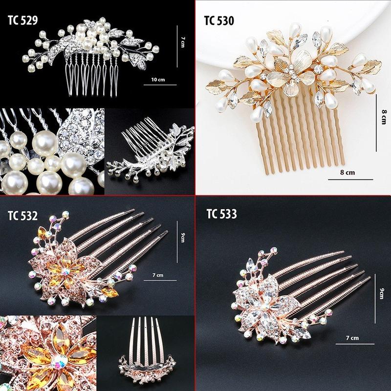 ShopPRO Phụ Kiện Trâm Cài Tóc Kiểu Lược Cài Hình Đuôi Công Hoa Nơ Đính Hạt Trắng Phù Hợp Dự Tiệc Quà Tặng Sang Trọng Cho Nữ TC529-TC536