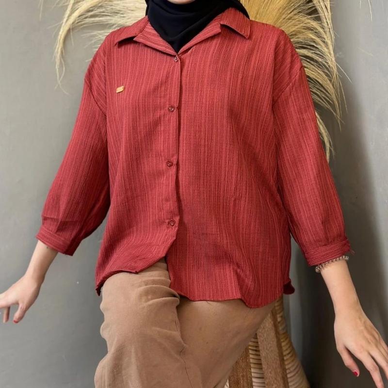 Product Introduction of Inara shirt - Kemeja Kancing Korean style Basic Ledy Crush Wanita Oversize 3