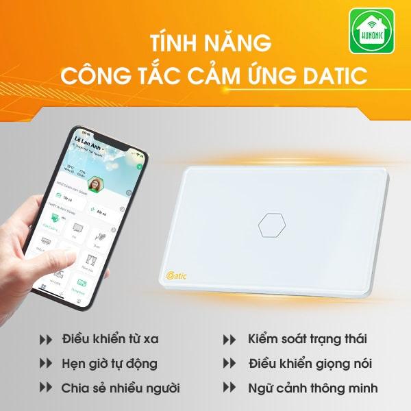 Công Tắc Cảm Ứng Thông Minh HUNONIC DATIC 1 Nút Đen/Trắng Điều Khiển Từ Xa Bằng Điện Thoại Wifi - Chính hãng Bluetooth Bảo hành của nhà sản xuất 5