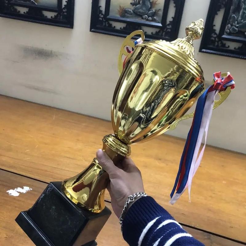 Product Introduction of Sports Games Gold Trophy Awards Champion Metal Model Small Prize Cup with Lid School Rewarding Supply Winner Award Trophy Toy 6