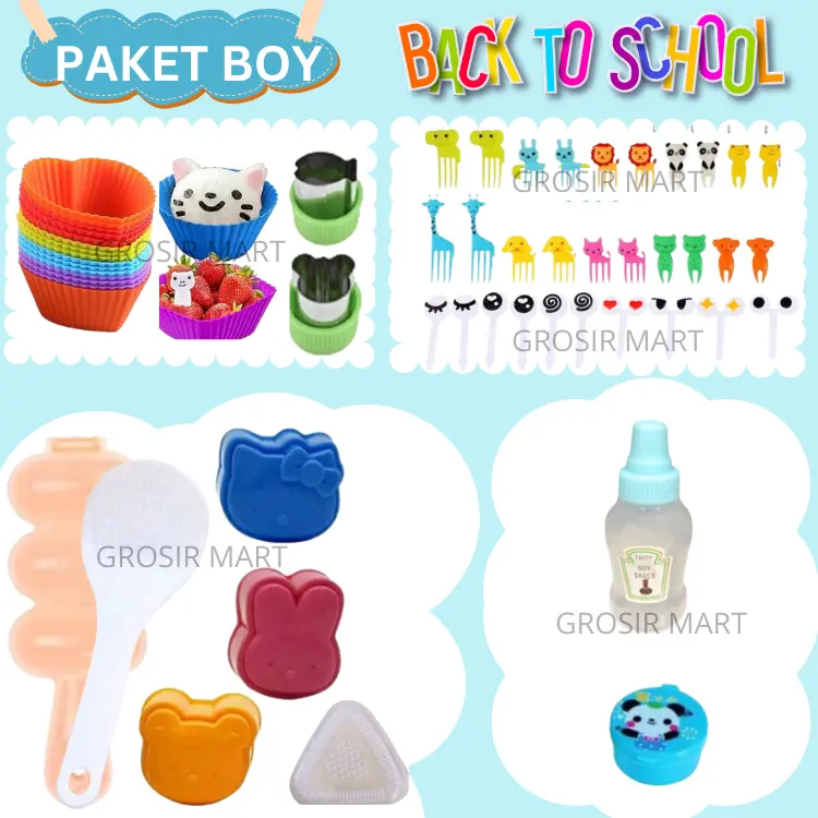 Isi 50 Paket Perlengkapan Bento Anak Set Komplit Bekal Anak Sekolah Cetakan Nasi Bento Bulat Karakter Murah Hemat Lengkap Peralatan Bento Tools Perintilan Bento Anak Hiasan Bento Tusukan Bento Karakter Lucu 6