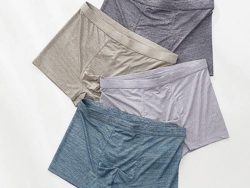 Bộ 5 quần lót nam đùi muối tiêu QCC Menswear sịp boxer thun Quần Boxer Nhung - Chất liệu đúc su, size XL, 2XL, 3XL lot 4
