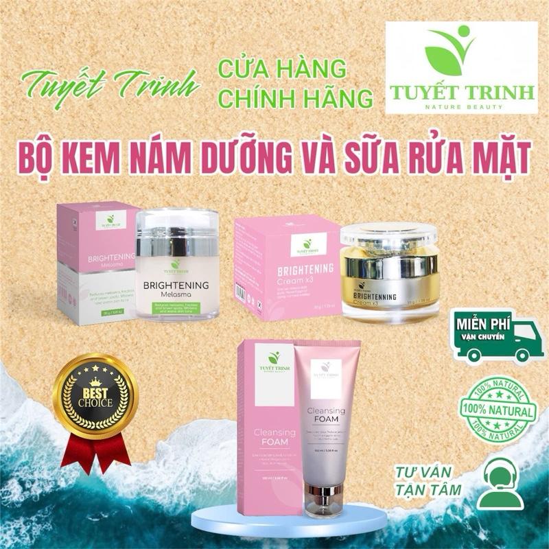 Bộ 3 món Bộ kem nám và sữa rửa mặt. Kem nám Brightening Melasma 30g Kem dưỡng Brightening Cream x3 30g Sữa rửa mặt Cleansing Foam 100ml - Chăm Sóc Và Làm Đẹp Da