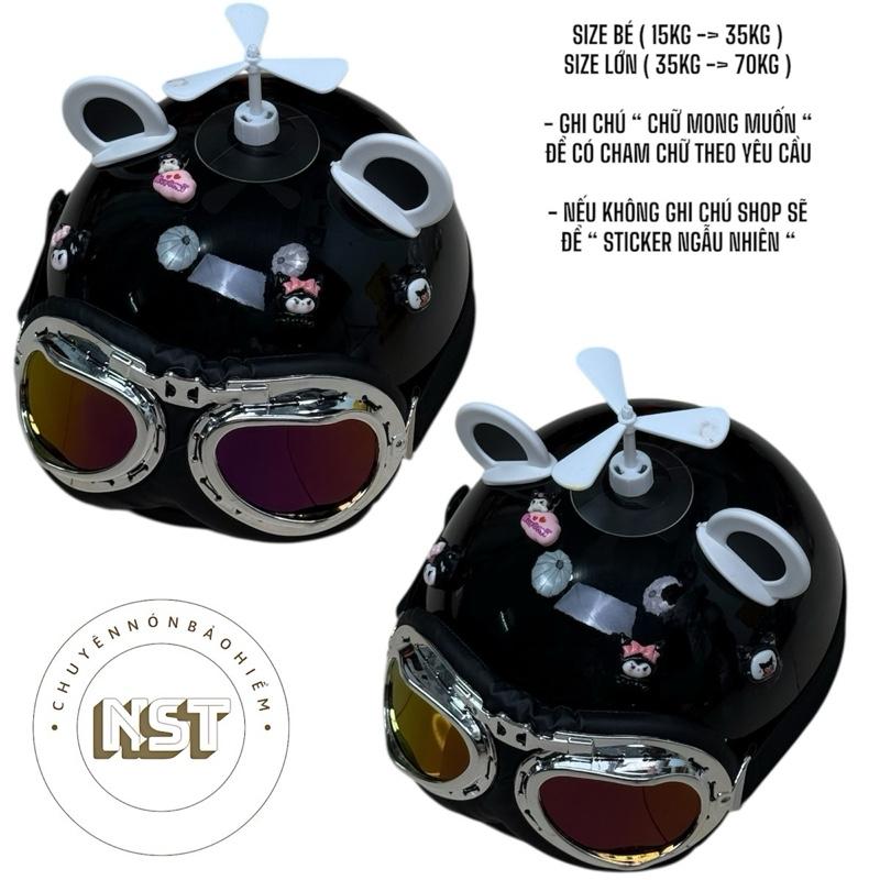MŨ BẢO HIỂM HALI TẶNG KÍNH PHI CÔNG VÀ PHỤ KIỆN TAI MÈO + CHONG CHÓNG LÒ XO + CHARM STICKER CHO BÉ GÁI VÀ BÉ TRAI TỪ 15KG - 70KG Kem mubaohiem taimeo Đội Đầu