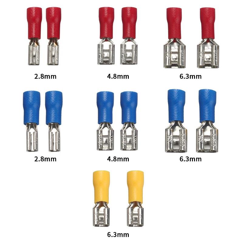 Thiết Bị Đầu Cuối uốn Nữ Điện, 50 Cái, 2,8mm, 4,8mm, 6,3mm, Niêm Phong Cách Dây Xẻ Hình Máng Cưa, Bộ Thiết Bị Đầu Cuối uốn 1