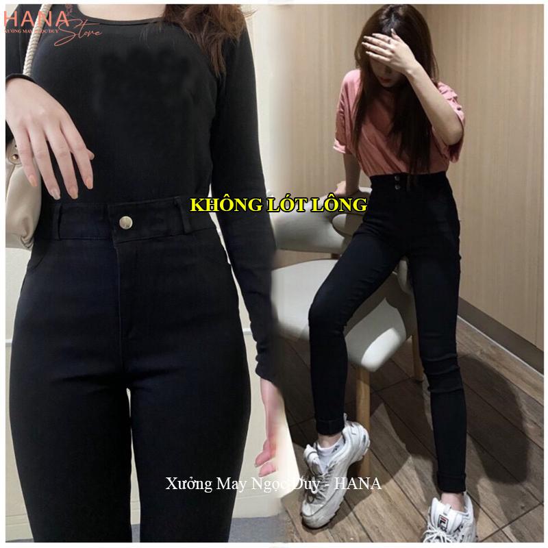 Quần Legging 1 khuy KHÔNG LÓT LÔNG cúc nút cạp cao có 4 túi khóa kéo vải Umi dày co giãn 4 chiều mặc đi học công sở thể thao ấm thoải mái màu thu đông