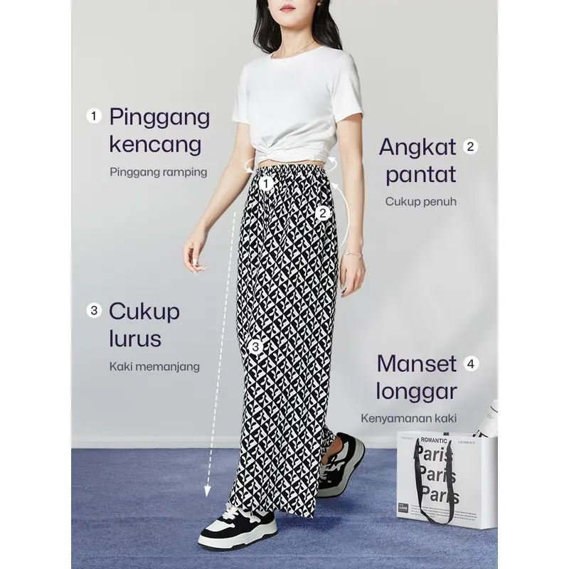 Celana Kotak Kulot Highwaist Celana Tartan Wanita Celana Korea Pinggang Elastis 6