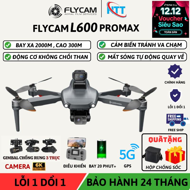 Flycam L600 Pro Max Camera Full HD - Có GPS Tự Bay Về - Động Cơ Không Chổi Than Có Cảm Biến Chống Va Chạm Kháng Gió Tốt Có Trục Chống Rung Camera Pin Trâu 4500mha Drone Chụp Ảnh