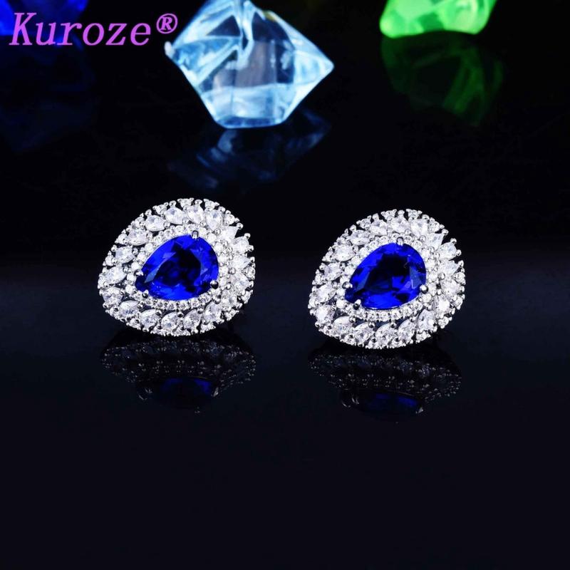 Product Introduction of Kuroze Exquisite Set Natural Sapphire Pendant Open Ring Earrings 25