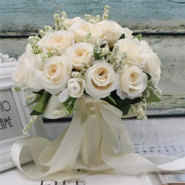 Bó Hoa Cô Dâu Hoa Hồng Châu Âu Ảnh Cô Dâu Đám Cưới Mới Màu Hồng Trắng Mô Phỏng Bó Hoa Cưới Hàn Quốc Decor Decor Phòng Decor Bàn Trang Trí Nhà