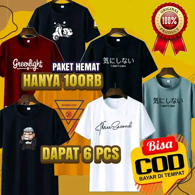 PAKET HEMAT 100RB DAPAT 6 KAOS DISTRO MOTIF PRIA WANITA Keren 0
