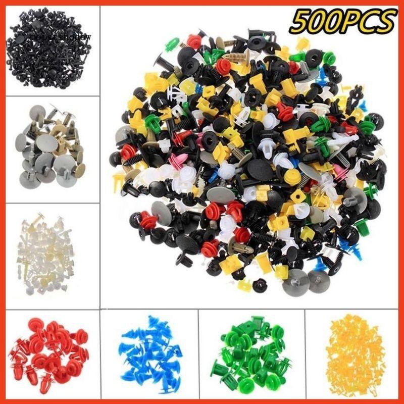 Bộ 500 đinh tán chốt vít nở nhựa cho xe hơi ô tô