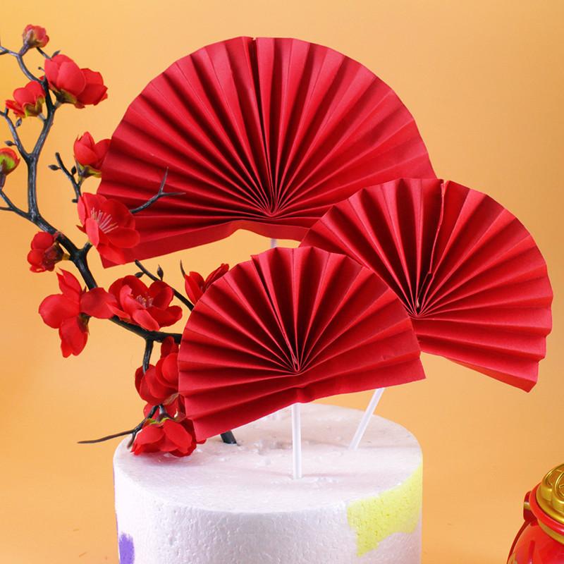 QUẠT VÀNG, QUẠT ĐỎ - PHỤ KIỆN TRANG TRÍ BÁNH SINH NHẬT 1