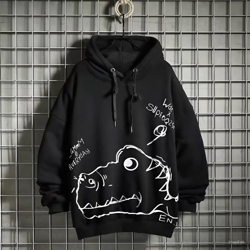 Áo Khoác Nỉ Hoddie 1 Lớp In Hình Khủng Long Cực Đẹp Thời Trang Hàn Quốc Mẫu NewTrend Hoodie Nam Menswear Đen Dài Tay Tay Dài Shirt