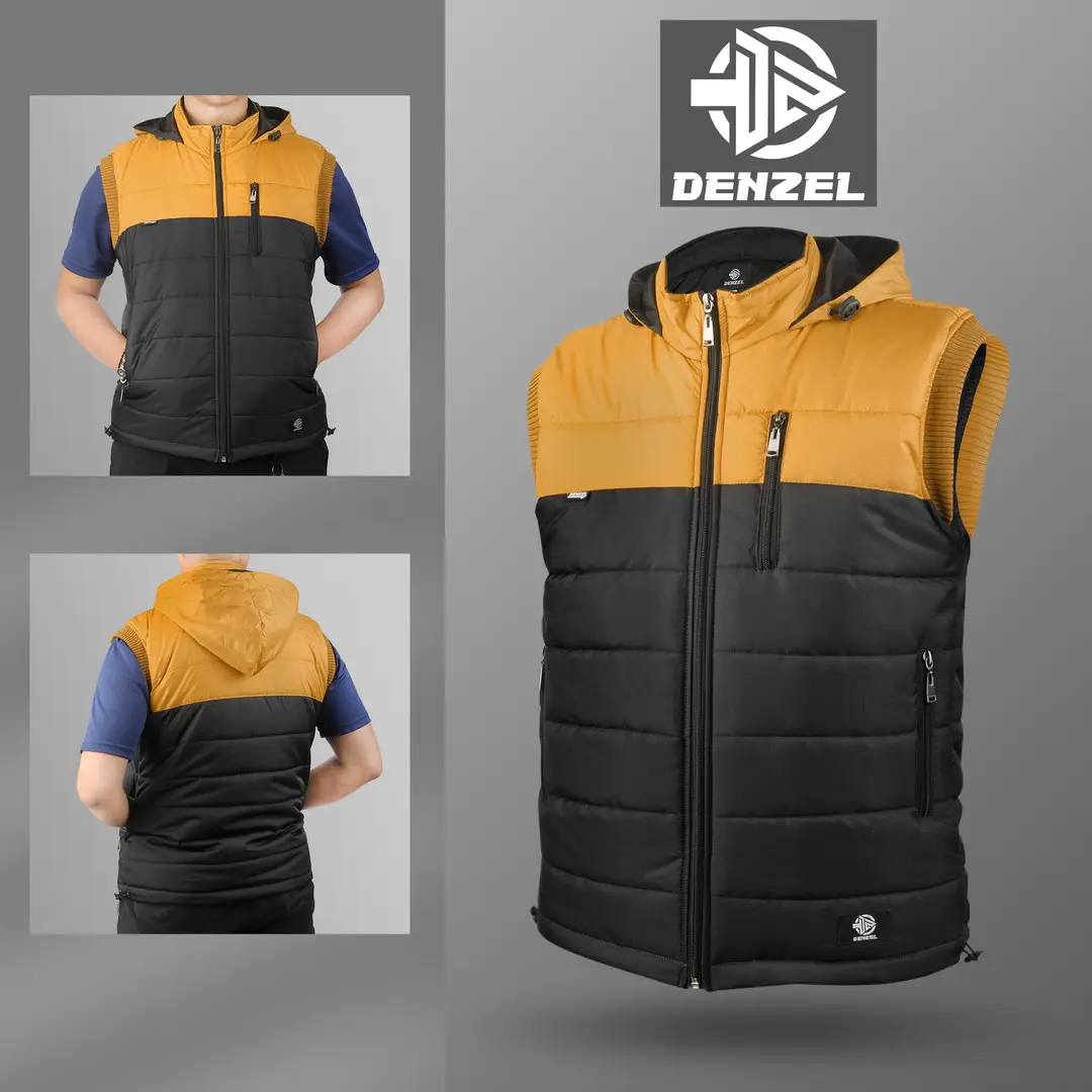 DENZEL Jaket Rompi Casual Pria DZ 034 KUNING HITAM