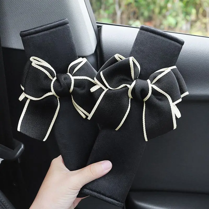 Bowknot Decor Car Seat Belt Cover, 1 Pair Cute Car Seat Belt Shoulder Pad, Car Seat Belt Protective Cover for Women, Seat Covers Decoration