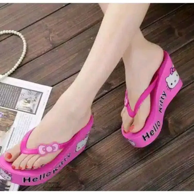 sandal wedges hello Kitty tinggi Kasual Wanita 1