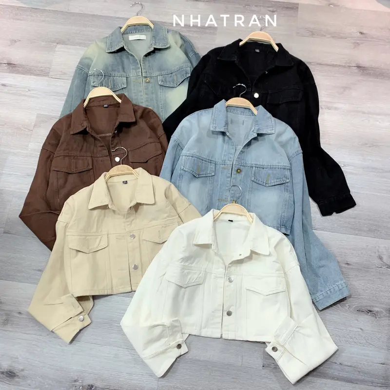 nhatran - Áo khoác jean nữ croptop phom ngắn chất Denim Cotton Women Jacket MÀU 1