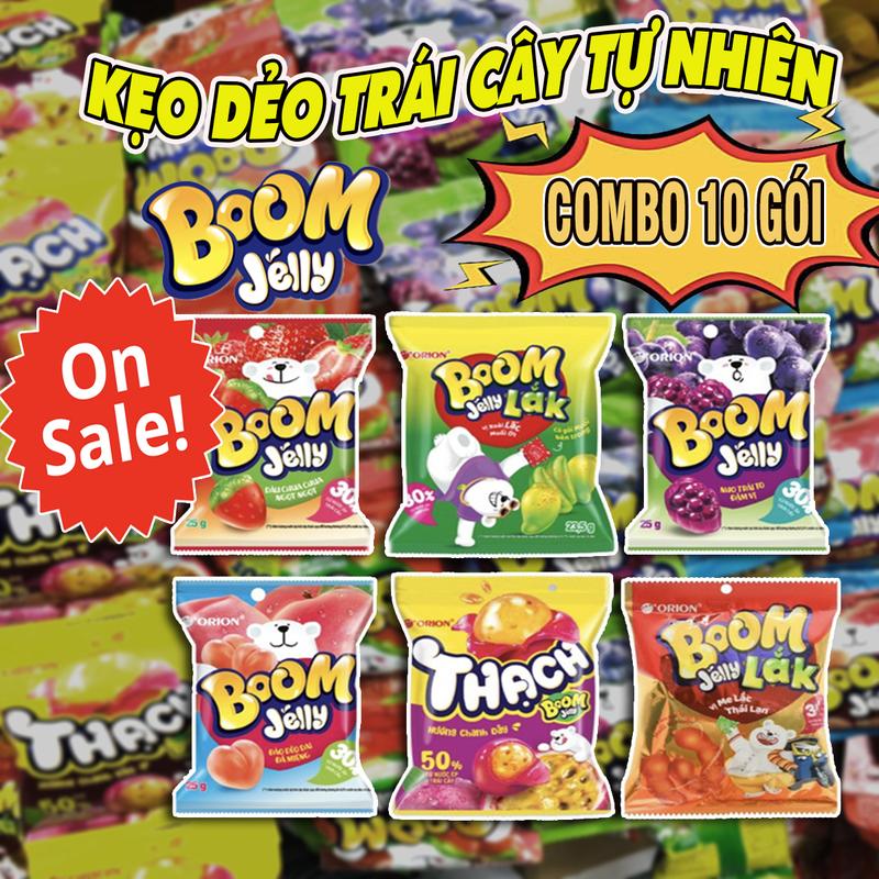COMBO 10 Gói Kẹo Dẻo Trái Cây ORION Đủ 6 Vị (Gói 25g) - Kẹo Dẻo BOOM Jelly