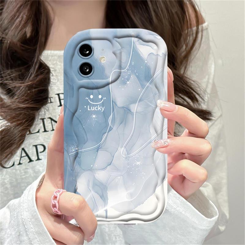 Casing hp ViVO Y27 Y36 Y17S Y16 Y15s Y12S Y02 Y22 Y21 Y20 Y02A Y02T Y35 Y11 Y17 Y15 Y12 Y30i  Y20s Y22s Y21A Y12i Y21s Y15A Y33s Y31 Y51 Y91C Y91 Casing Sampul Lembut Mengkilap Tepi Melengkung Bergelombang 3D Smiley Lucky  MUHAMAD 2