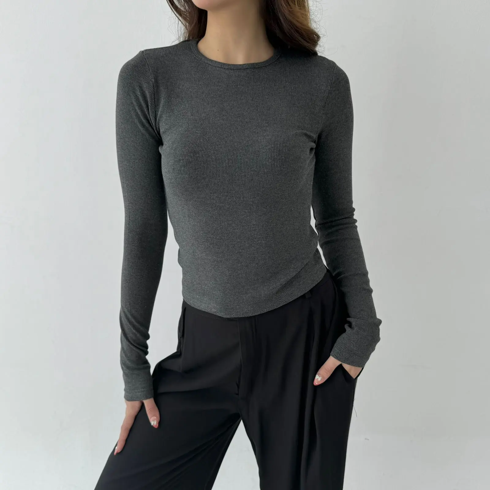 LIBRA TOP | Atasan Knit Wanita Korean Top Baju Knit Wanita Lengan Panjang Basic Long Sleeve tee