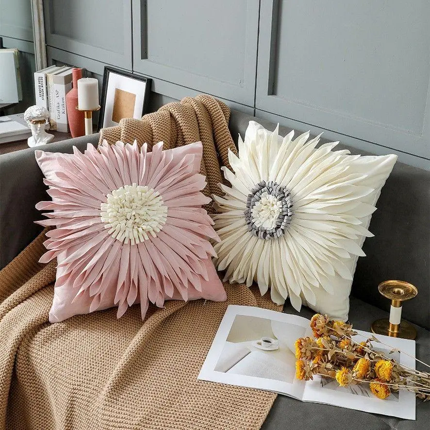 Sunflower Design Cushion Cover, 1 Count Exquisite Throw Pillow Cover without Filler, Household Decoration Supplies for Home Living Room Bedroom