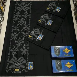 Sarung Wadimor Tumpal kembang khusus Hitam Mewah Motif Muslim Katun Mewah Nyaman Tenun