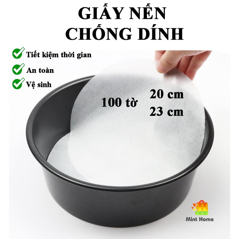 100 Tờ Giấy nến tròn chống dính lót cho nồi chiên không dầu, khuôn làm bánh, lò nướng thịt loại ko đục lỗ cuộn giấy giay nen