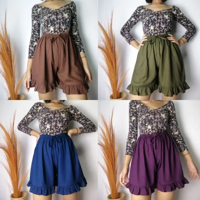 Celana Pendek Rempel Rayon Polos Bali Murah