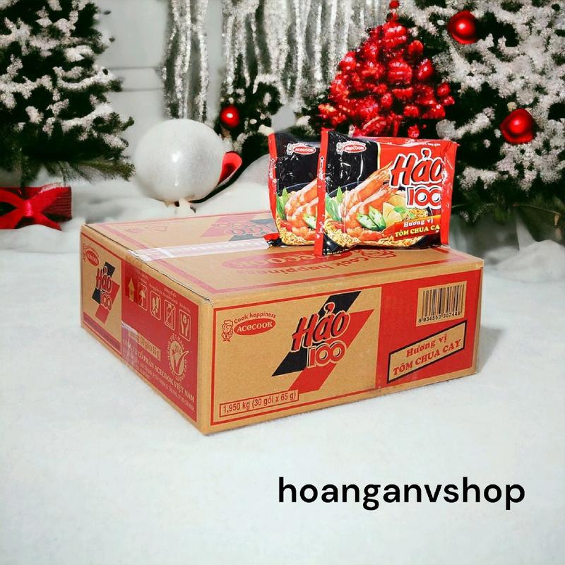  Mì Hảo 100 Tôm chua cay 65g - Gói 30 gói thùng - Miến Vị Chua 