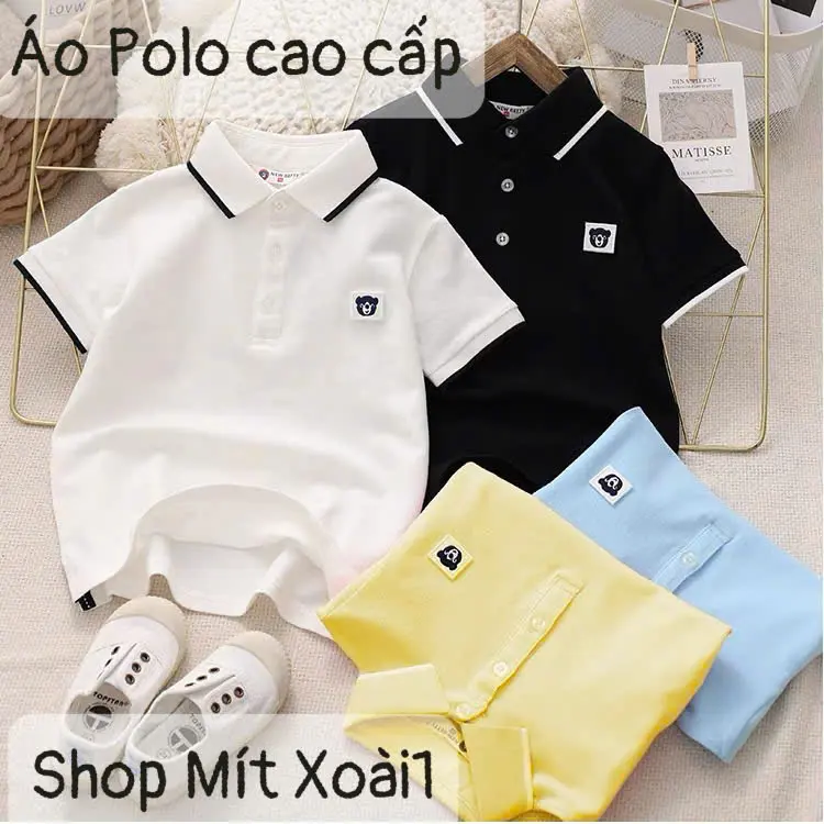 Áo Polo hình Gấu  bé trai cao cấp (13-55kg)