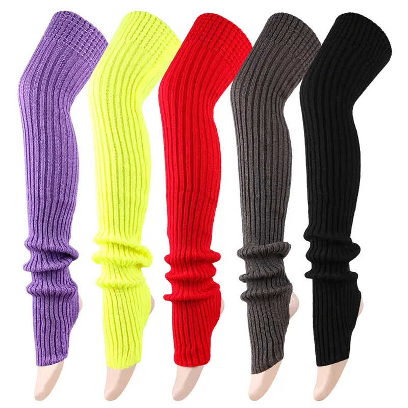 80cm Women Leg Warmers Winter Girl Female Leg Cover For Gym Fitness Knitted Wool Dance Ballet  Loose Socks Long Stocking