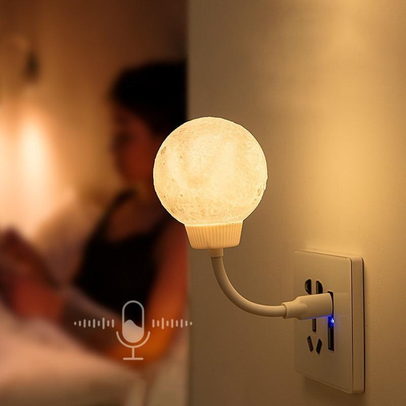 Smart Voice Control Night Light, USB Powered 3-level Brightness Moon Night Lamp, Novelty Lighting for Home Bedroom Living Room Decor 1